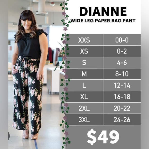 Lularoe Wide Leg Paper Bag Pant Size XL - Picture 5 of 5